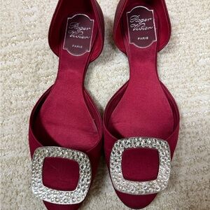Roger Vivier Red Flats with Crystal Embellishment